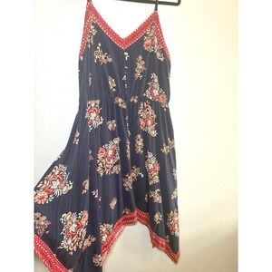 Floral Paisley Handkerchief Sun Dress Asymmetrical USA July Summer Patriotic